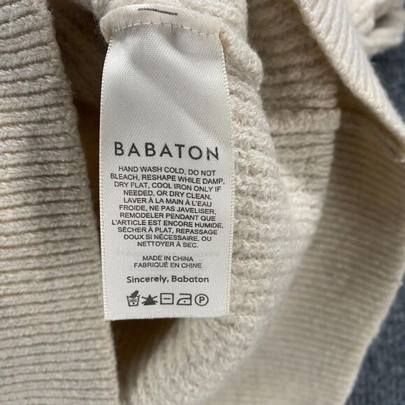 BABATON Sweater Womens M Merino Wool Mock Neck Crop Sleeveless Ecru Quiet Luxury - Picture 6 of 9